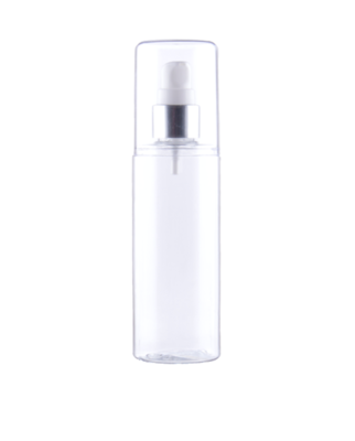 Plastová lahvička  125ml CRYSTAL transparent 20/410  + pumpička bílo/stříbrná 20/410