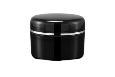Černý 30ml kelímek se stříbrným proužkem na kosmetiku s mezivíčkem AISHA - 1