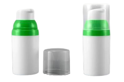 Airless lahvička bílá se zelenými detaily 30ml - 1