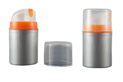Airless lahvička šedá s oranžovými detaily 150ml - 1