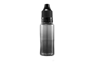 Plastová lahvička LIQUID PET  transparent 20ml , černé víčko - 1