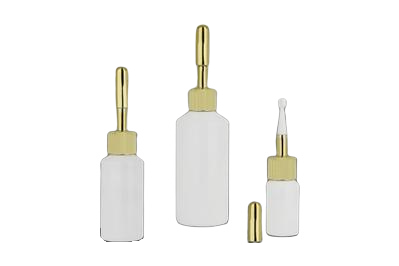 Lahvička plastová bílá s bílo-zlatým aplikátorem 7ml - 1