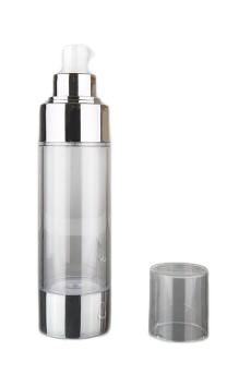 Airless lahvička čirá se stříbrnými detaily 120ml - 1