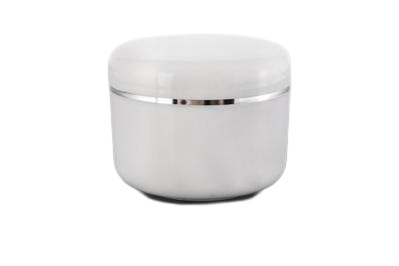 Bílý 15ml kelímek se stříbrným proužkem na kosmetiku s mezivíčkem AISHA - 1