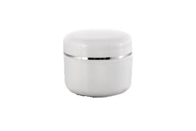 Bílý 5ml kelímek se stříbrným proužkem na kosmetiku s mezivíčkem AISHA - 1