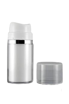 Airless lahvička bílá se stříbrným proužkem 50ml - 1