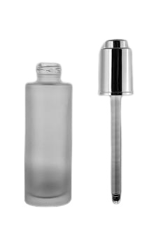 Skleněná lahvička čirá matná s pipetou 30ml - 1