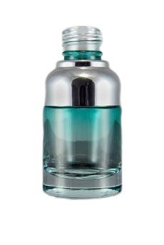 Skleněná lahvička čirá zelená se stříbrným detailem 30ml - 1
