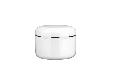 Bílý 250ml kelímek se stříbrným proužkem na kosmetiku s mezivíčkem AISHA - 1