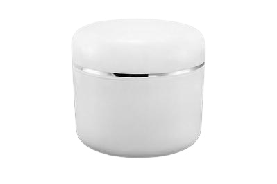 Bílý 60ml kelímek se stříbrným proužkem na kosmetiku s mezivíčkem AISHA - 1