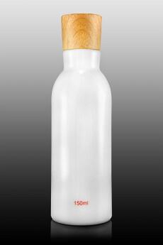 Skleněná lahvička bílá s dřevěným víčkem 150ml - 2