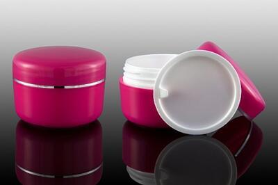Růžový 5ml kelímek se stříbrným proužkem na kosmetiku s mezivíčkem AISHA - 2