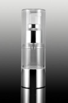 Airless lahvička čirá se stříbrnými detaily 15ml - 2