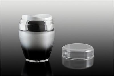 Akrylový kelímek 50ml černobílý s airless pumpičkou - 2