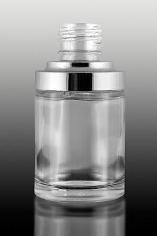 Skleněná lahvička Ladys* čirá se stříbrným detailem 30ml - 2