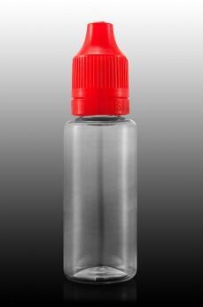 Plastová lahvička LIQUID PET  transparent 20ml , červené víčko - 2