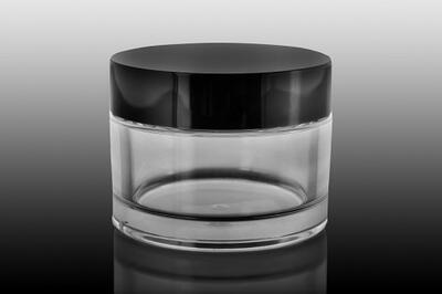 Plastový kelímek kulatý 50ml, transparent S02 s černým víčkem - 2