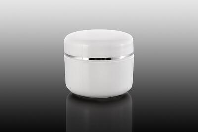 Bílý 5ml kelímek se stříbrným proužkem na kosmetiku s mezivíčkem AISHA - 2