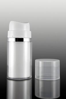Airless lahvička bílá se stříbrným proužkem 80ml - 2
