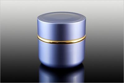 Hliníkový kelímek dvoustěnný 15ml - modrý se zlatým proužkem - 2