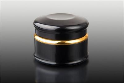 Hliníkový kelímek dvoustěnný 20ml - černý se zlatým proužkem - 2